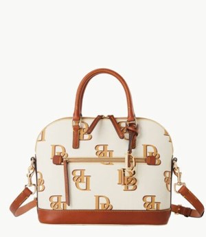 Beige Dooney And Bourke Monogram Domed Zip Women's Satchel Bags | 74CTZWGQD