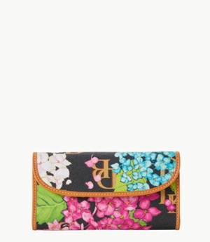 Black Dooney And Bourke Hydrangea Monogram Continental Women's Clutch Bag | 32IVKRUAW