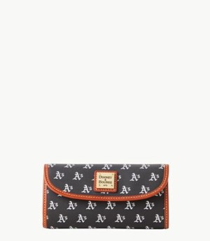 Black Dooney And Bourke MLB Athletics Continental Women's Clutch Bag | 93NTZJSEH