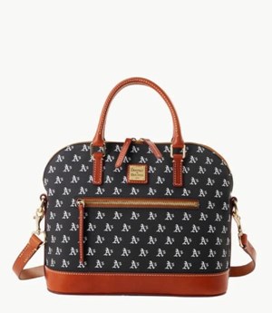 Black Dooney And Bourke MLB Athletics Domed Zip Women's Satchel Bags | 72IROLPYZ