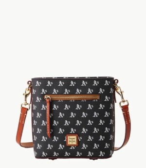 Black Dooney And Bourke MLB Athletics Small Zip Women's Crossbody Bags | 94DAOVZTN