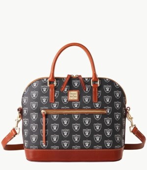 Black Dooney And Bourke NFL Raiders Domed Zip Women's Satchel Bags | 82NCSGBRT