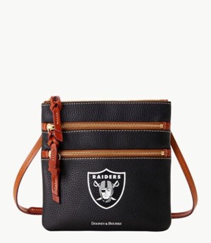 Black Dooney And Bourke NFL Raiders Triple Zip Women's Crossbody Bags | 63LMWPTHG