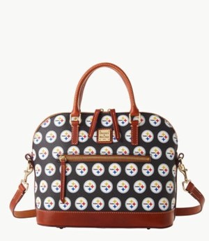 Black Dooney And Bourke NFL Steelers Domed Zip Women's Satchel Bags | 01YTJNZDM