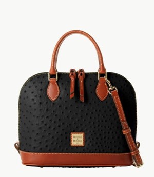 Black Dooney And Bourke Ostrich Zip Zip Women's Satchel Bags | 57IOCKHUD