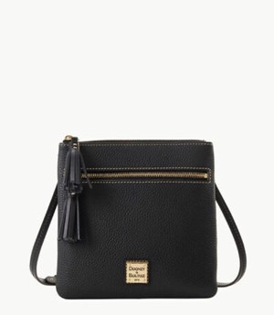 Black Dooney And Bourke Pebble Grain Double Zip Tassel Women's Crossbody Bags | 29QCDMVSN