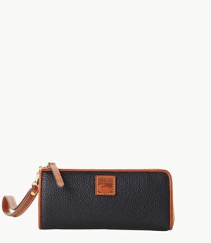 Black Dooney And Bourke Pebble Grain Zip Clutch Women's Wristlets | 25XAFQBHI