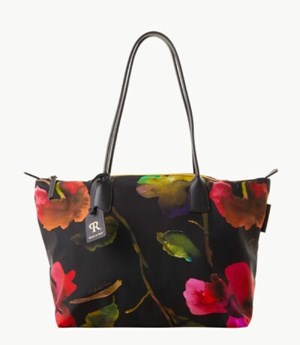 Black Dooney And Bourke Roberta Pieri Flower Classic Large Robertina Women's Tote Bags | 71CYVEWSI