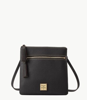 Black Dooney And Bourke Saffiano Double Zip Tassel Women's Crossbody Bags | 48OJUFPSE