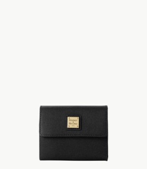 Black Dooney And Bourke Saffiano Small Flap Credit Women's Wallets | 94JRUSIVG