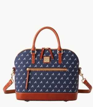 Blue Dooney And Bourke MLB Braves Domed Zip Women's Satchel Bags | 16YVKSIDZ