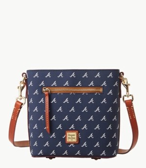 Blue Dooney And Bourke MLB Braves Small Zip Women's Crossbody Bags | 68IZPUALJ