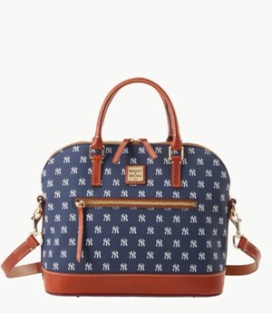 Blue Dooney And Bourke MLB Yankees Domed Zip Women's Satchel Bags | 92ERPNMBK