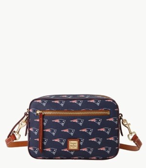 Blue Dooney And Bourke NFL Patriots Camera Zip Women's Crossbody Bags | 43KMPQWAU