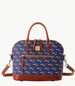 Blue Dooney And Bourke NFL Patriots Domed Zip Women's Satchel Bags | 03LJPZCYM