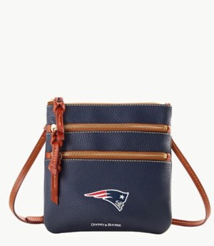 Blue Dooney And Bourke NFL Patriots Triple Zip Women's Crossbody Bags | 93XONGBKT