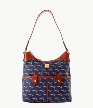 Blue Dooney And Bourke NFL Patriots Zip Women's Hobo Bag | 35KHSEDVB