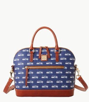 Blue Dooney And Bourke NFL Seahawks Domed Zip Women's Satchel Bags | 97GWDZXIJ