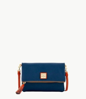 Blue Dooney And Bourke Pebble Grain Foldover Zip Women's Crossbody Bags | 63GOBKHCP