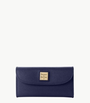 Blue Dooney And Bourke Saffiano Continental Women's Clutch Bag | 12YMIFNPD