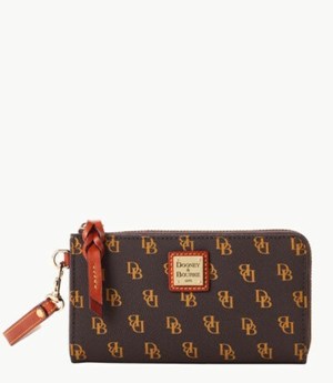 Brown Dooney And Bourke Gretta Folded Zip Women's Wallets | 58UKMLQYT