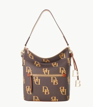 Brown Dooney And Bourke Monogram Large Women's Shoulder Bags | 64EYQGKBA