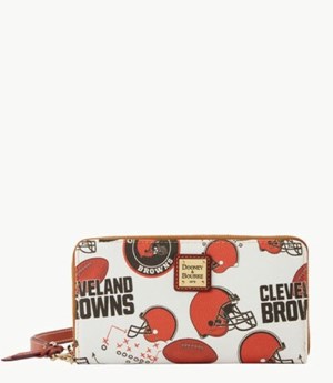 Brown Dooney And Bourke NFL Browns Large Zip Around Women's Wristlets | 19YNJILPV