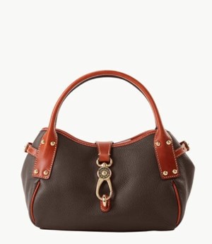 Brown Dooney And Bourke Pebble Grain Small Logo Lock Women's Satchel Bags | 72IQEOWBC