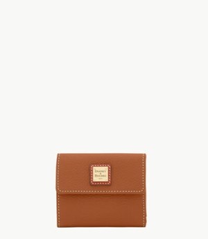 Brown Dooney And Bourke Pebble Grain Small Flap Credit Women's Wallets | 90RGSKJDL