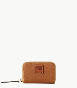 Brown Dooney And Bourke Pebble Grain Zip Around Credit Women's Wallets | 69LFHDPQX