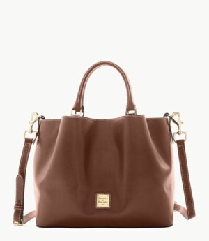 Brown Dooney And Bourke Saffiano Barlow Women's Satchel Bags | 52TZBCHSX