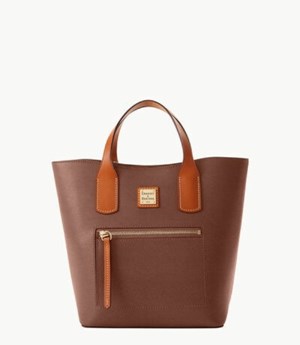 Brown Dooney And Bourke Saffiano Brinley Women's Tote Bags | 35SWFDHET