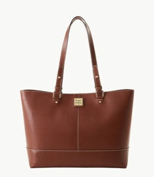 Brown Dooney And Bourke Saffiano East West Chelsea Women's Tote Bags | 78PFETOLD