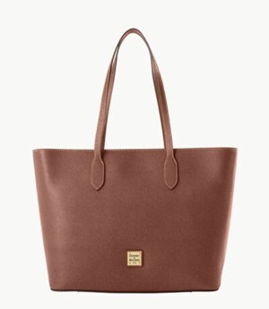 Brown Dooney And Bourke Saffiano Large Women's Tote Bags | 12DNVYOJT