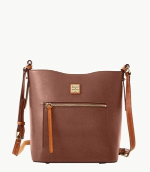 Brown Dooney And Bourke Saffiano Ridley Women's Crossbody Bags | 59MBALZQC