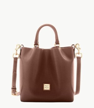 Brown Dooney And Bourke Saffiano Small Barlow Women's Satchel Bags | 43JOSMPZH