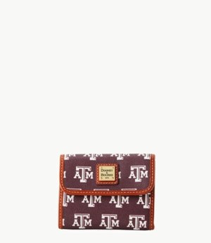 Burgundy Dooney And Bourke NCAA Texas Achr(38)M Flap Credit Women's Wallets | 39YGDPIAH