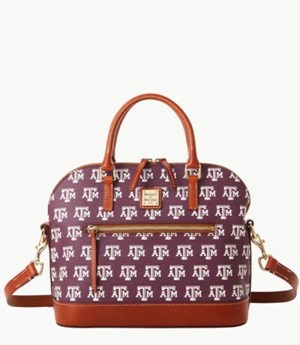 Burgundy Dooney And Bourke NCAA Texas Achr(38)M Domed Zip Women's Satchel Bags | 83GJBVECN