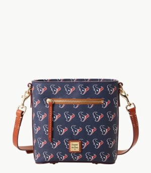 Dark Blue Dooney And Bourke NFL Texans Small Zip Women's Crossbody Bags | 57MVZJPBQ