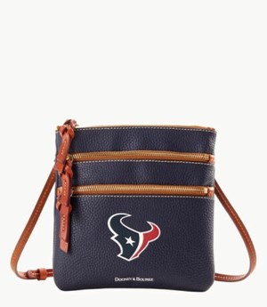 Dark Blue Dooney And Bourke NFL Texans Triple Zip Women's Crossbody Bags | 56UANROWS