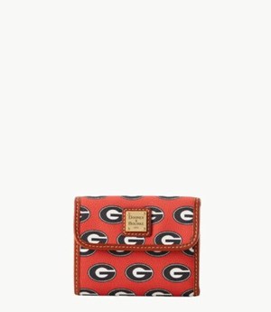 Dark Orange Dooney And Bourke NCAA University Of Georgia Flap Credit Women's Wallets | 87OBFQURG