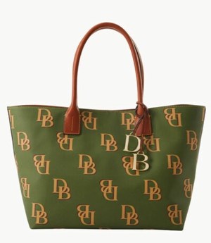 Green Dooney And Bourke Monogram Medium Russel Women's Tote Bags | 45ENPZCMH