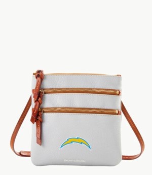 Grey Dooney And Bourke NFL Chargers Triple Zip Women's Crossbody Bags | 37SPKCHVR