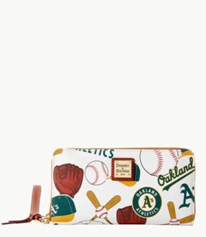 Multicolor Dooney And Bourke MLB Athletics Large Zip Around Women's Wristlets | 62GDNOETH