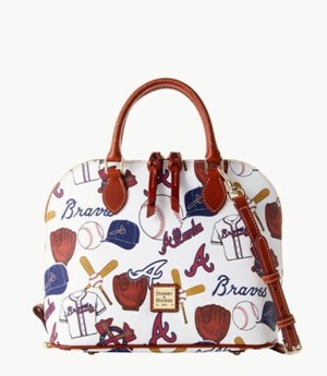 Multicolor Dooney And Bourke MLB Braves Zip Zip Women's Satchel Bags | 89DPBIXUH