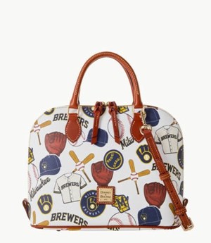 Multicolor Dooney And Bourke MLB Brewers Zip Zip Women's Satchel Bags | 52BTROLCW