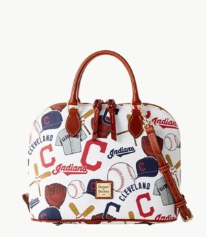 Multicolor Dooney And Bourke MLB Indians Zip Zip Women's Satchel Bags | 40CXWVIOJ