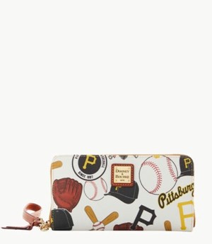 Multicolor Dooney And Bourke MLB Pirates Large Zip Around Women's Wristlets | 58UKHGLCO