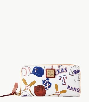 Multicolor Dooney And Bourke MLB Rangers Large Zip Around Women's Wristlets | 37UPVKGJC