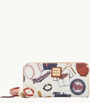 Multicolor Dooney And Bourke MLB Twins Large Zip Around Women's Wristlets | 19XPLSMDZ